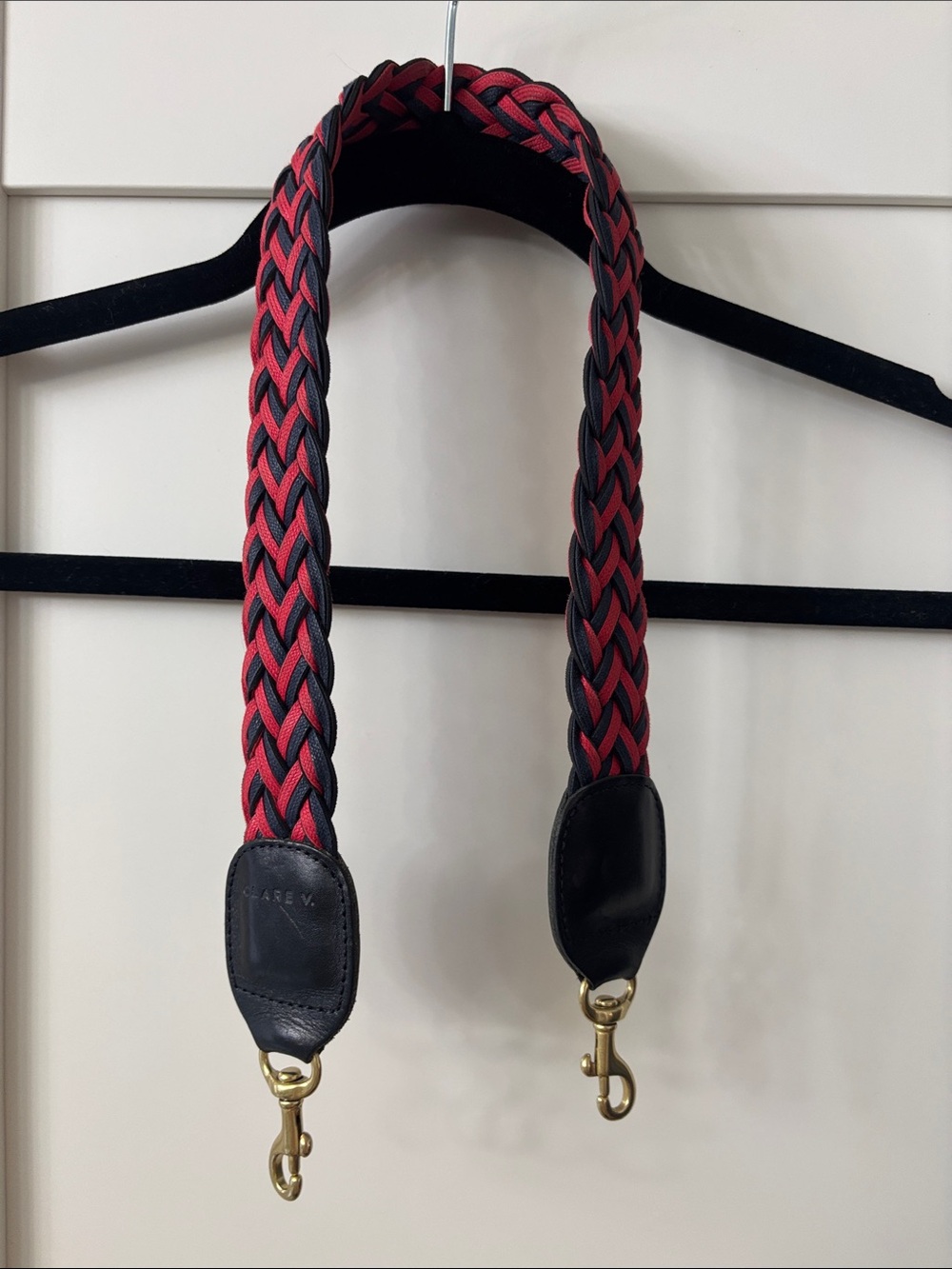 Clare V. Red and Navy Braided Shoulder Bag Strap